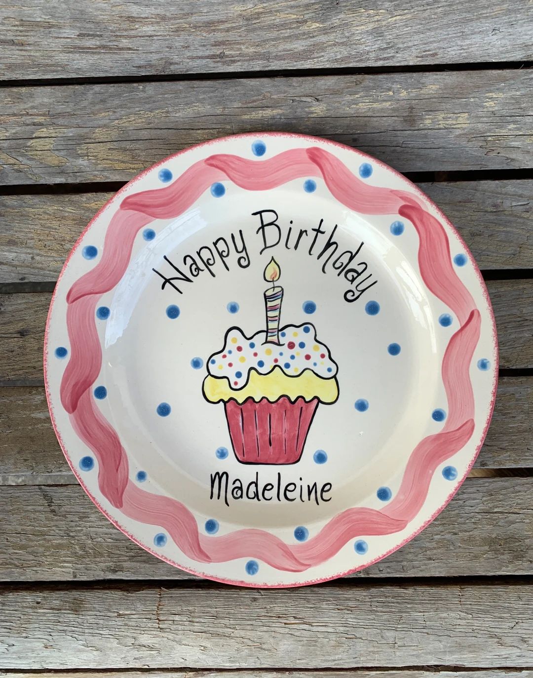 Happy Birthday Plate Personalized With Name and Polka Dots - Etsy | Etsy (US)
