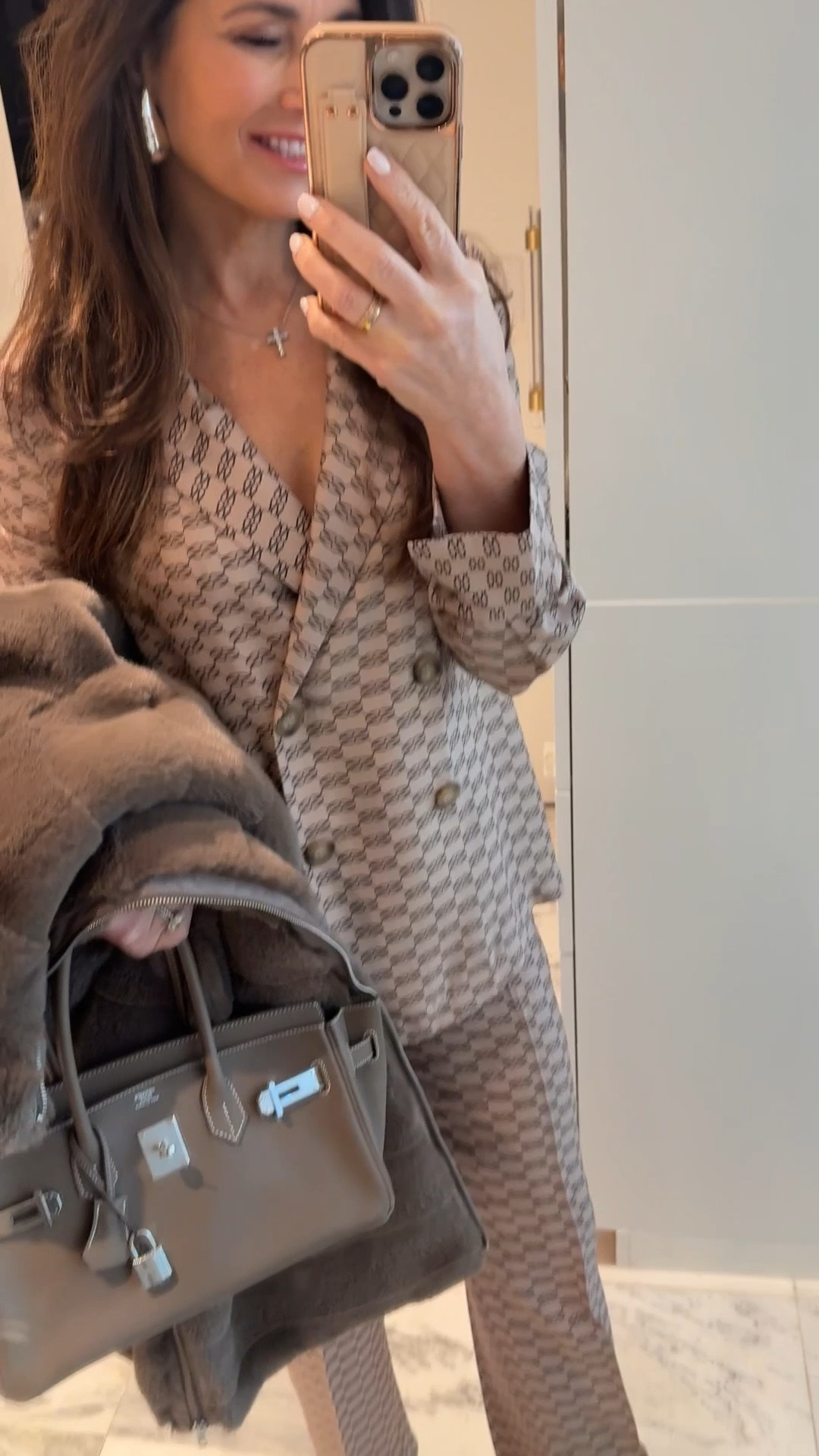 Getting ready today for Christmas lunch with girls. Trooper just wanted to snuggle on his sofa in my closet. 

Silk blazer and pant set
Silver tear drop earrings
Silver cross necklace 
Shoulder Birkin
Hermes heels
Faux Fur Coat 



#LTKgrwm #LTKootd #LTKHoliday