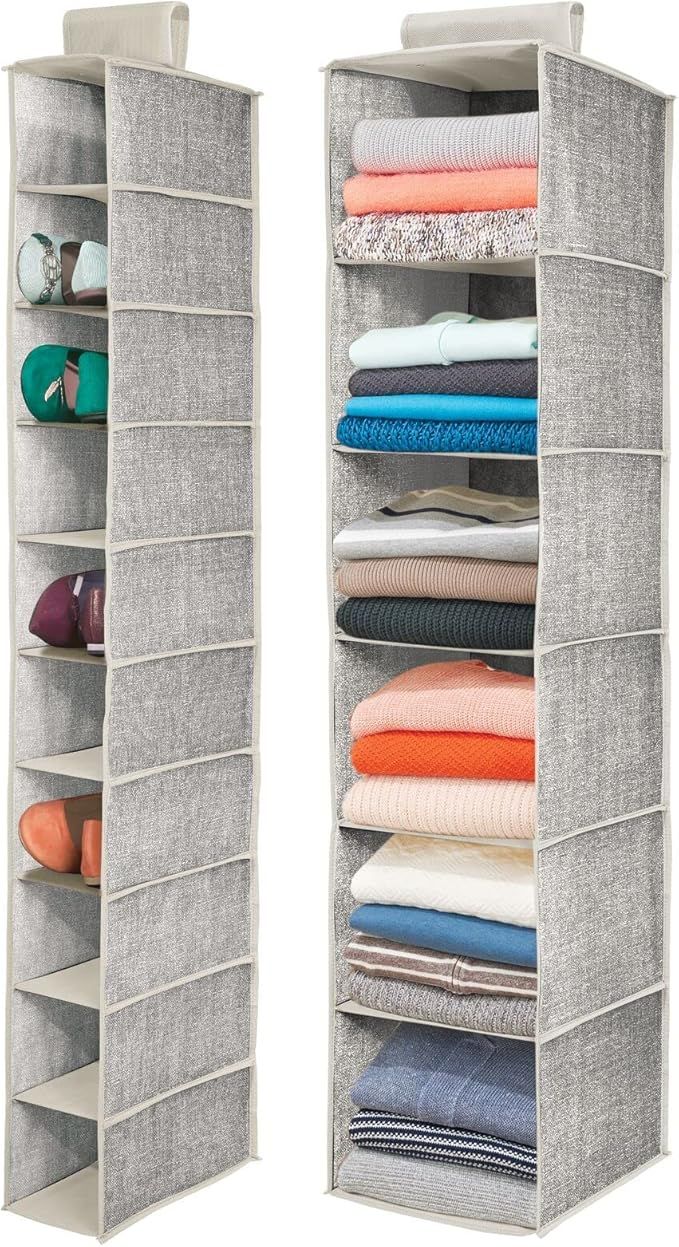 mDesign Fabric Over Rod Hanging Closet Storage Organizers, Includes a Wide 6-Shelf Sweater Organi... | Amazon (US)