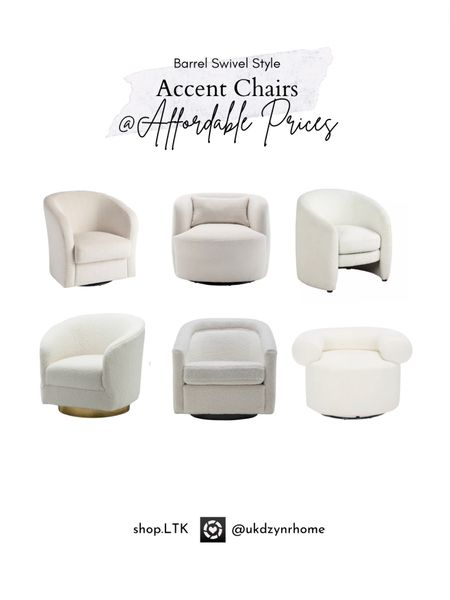 Barrel & Swivel Style Accent Chairs at affordable prices.

Home decor
Accent chairs



#LTKFind #LTKhome