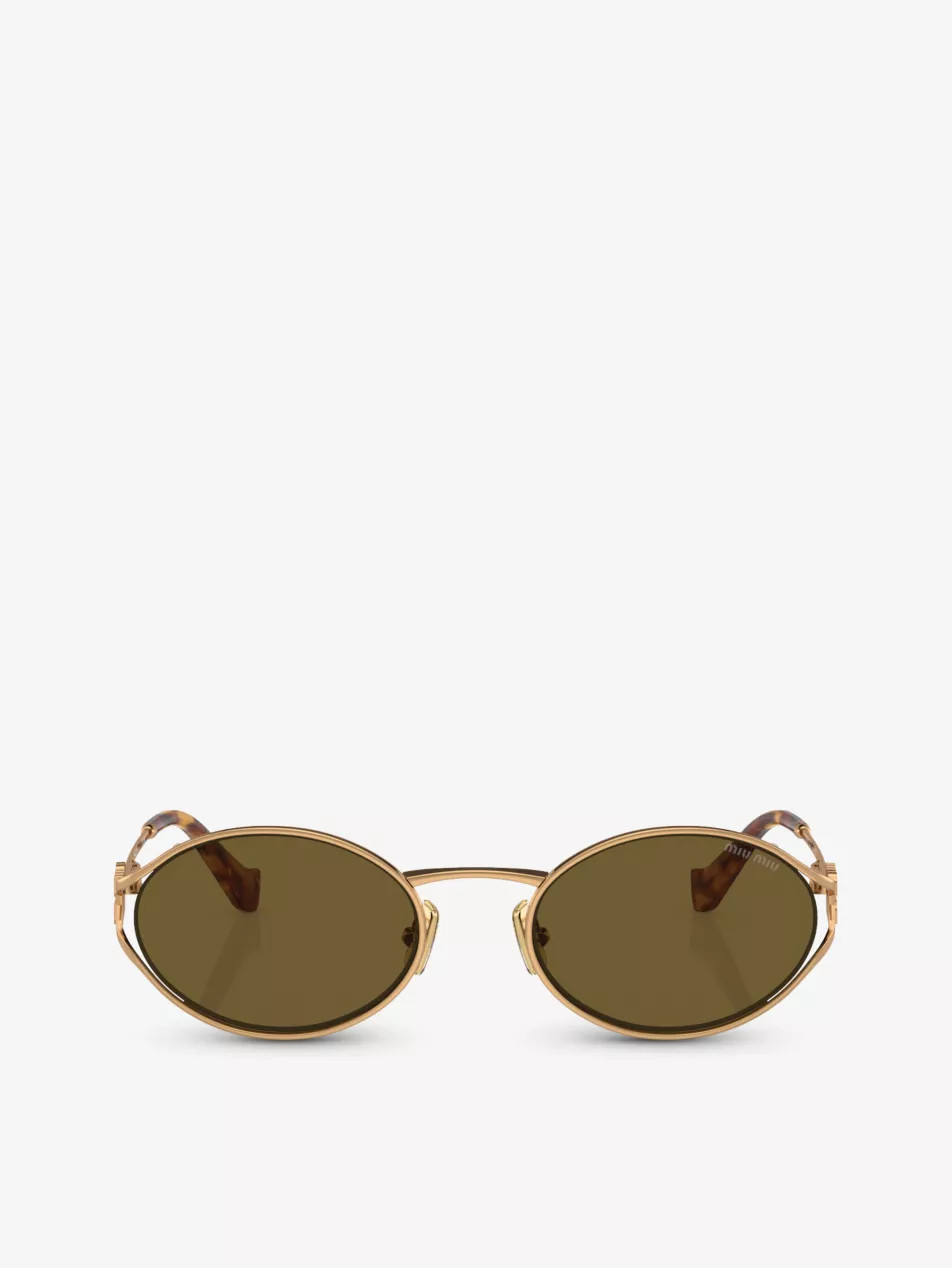 MU 52YS round-frame tinted-lens metal sunglasses | Selfridges