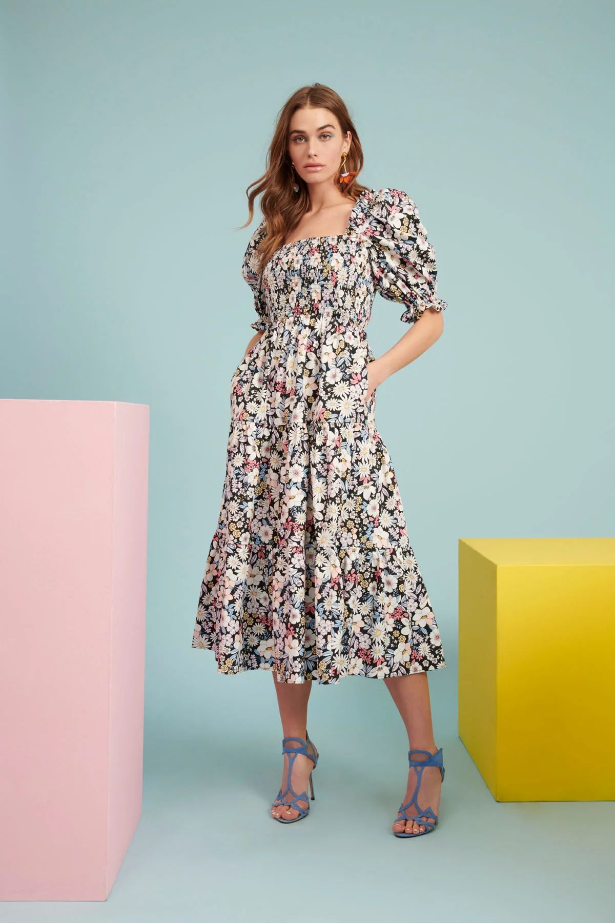 Tiered Midi Dress - Retro Floral | Rachel Parcell