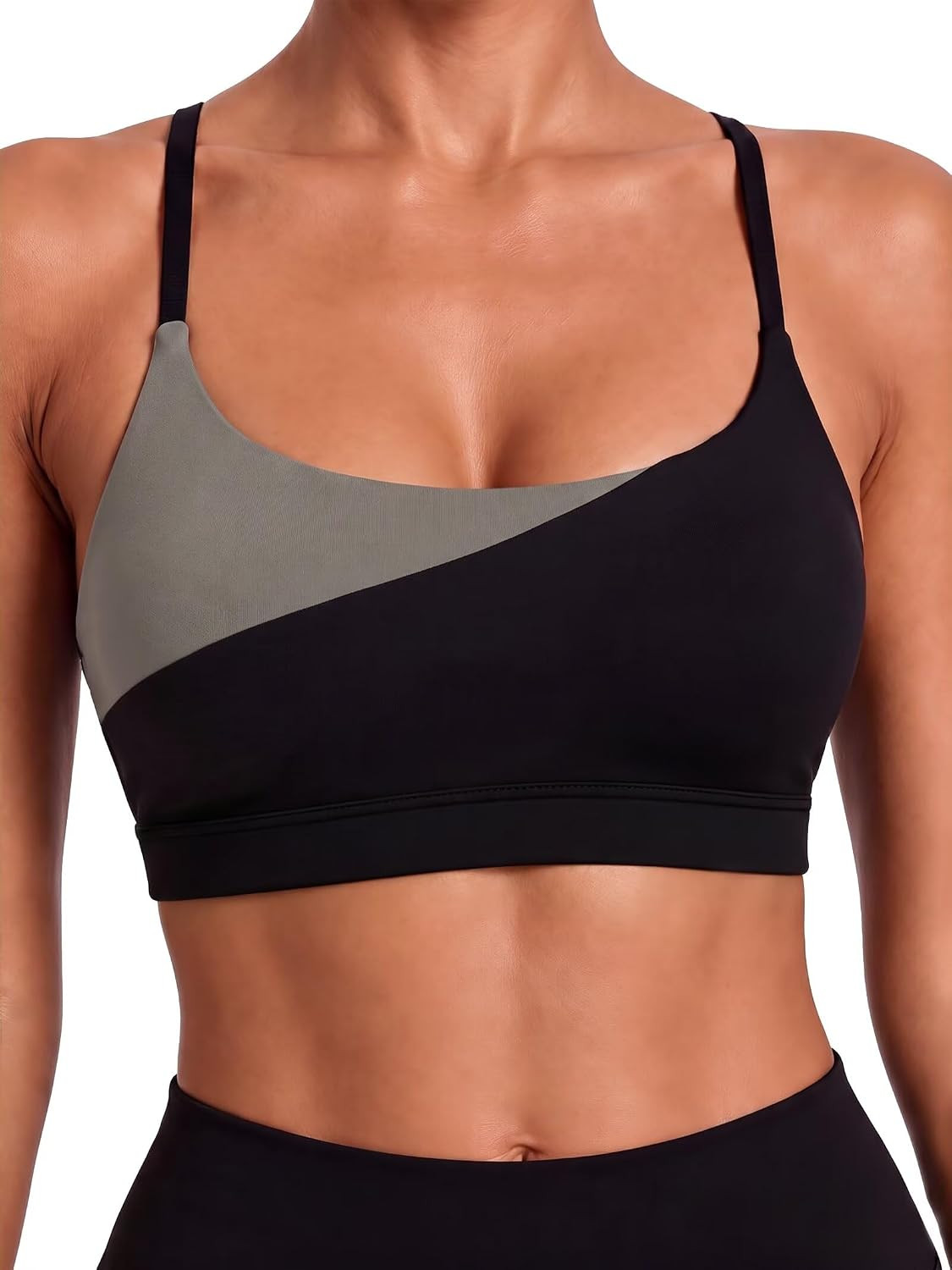 Sunzel Colorblock Sports Bra for Women Adjustable Straps Wireless Yoga Bra | Amazon (US)