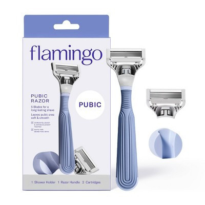 Flamingo Pubic Women's Razor  - 1 Razor Handle + 2 Razor Blade Cartridges | Target