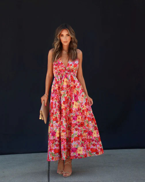Katana Floral Pocketed Maxi Dress | VICI