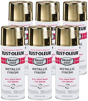 Rust-Oleum 7710830-6PK Stops Rust Bright Coat Metallic Spray Paint, 11 Oz, Gold, 6 Pack | Amazon (US)