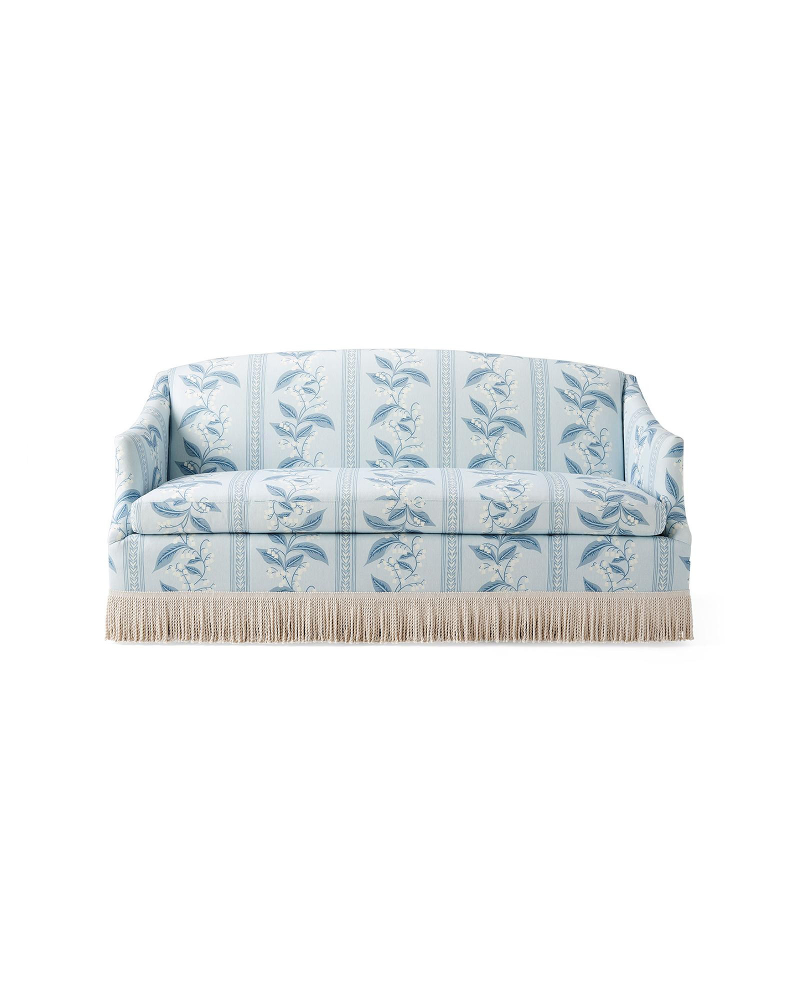 Hinsdale Fringed Sofa - Lily of the Valley Coastal Blue | Serena and Lily