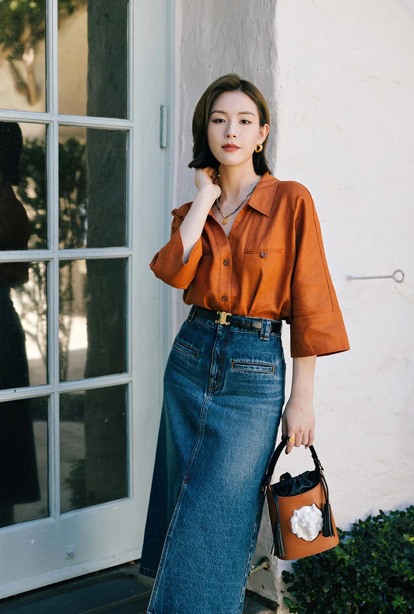 Antoine Linen Blouse - Ginger | Petite Studio NYC
