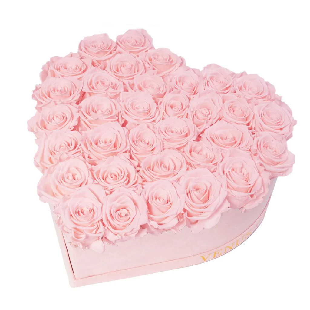 Large Heart - Blush Suede with Eternity Roses | Venus ET Fleur