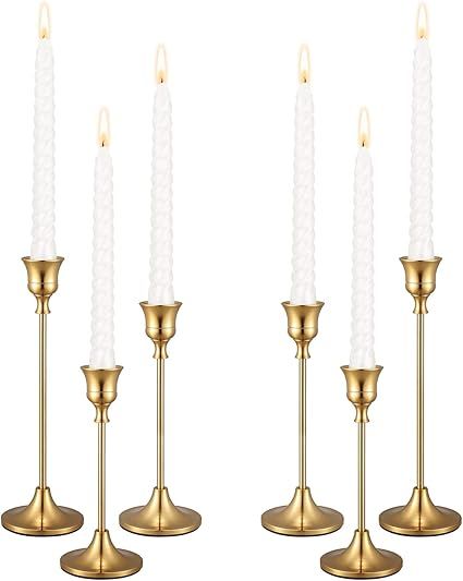 PNAVMG Candle Holders,Set of 6 Candlestick Holders for Taper Candles, Brass Gold Modern Decorativ... | Amazon (US)