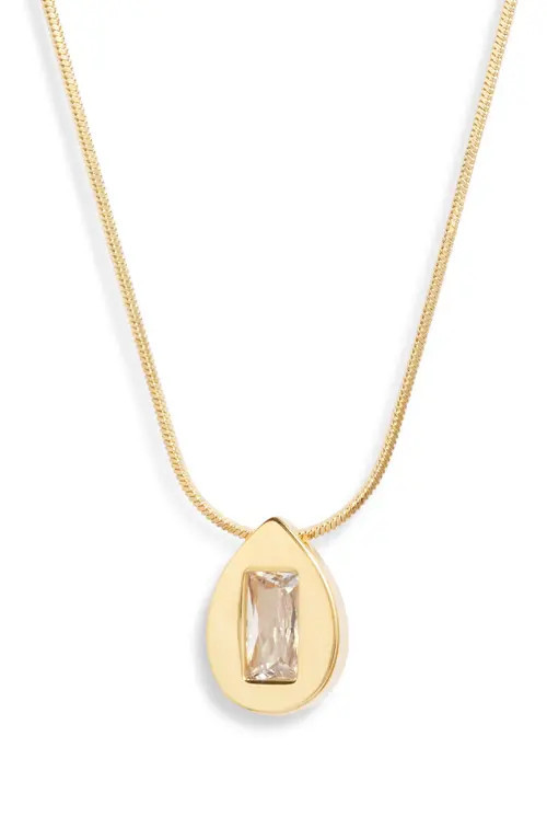 Nordstrom Demi Fine Cubic Zirconia Teardrop Pendant Necklace in 14K Gold Plated at Nordstrom | Nordstrom
