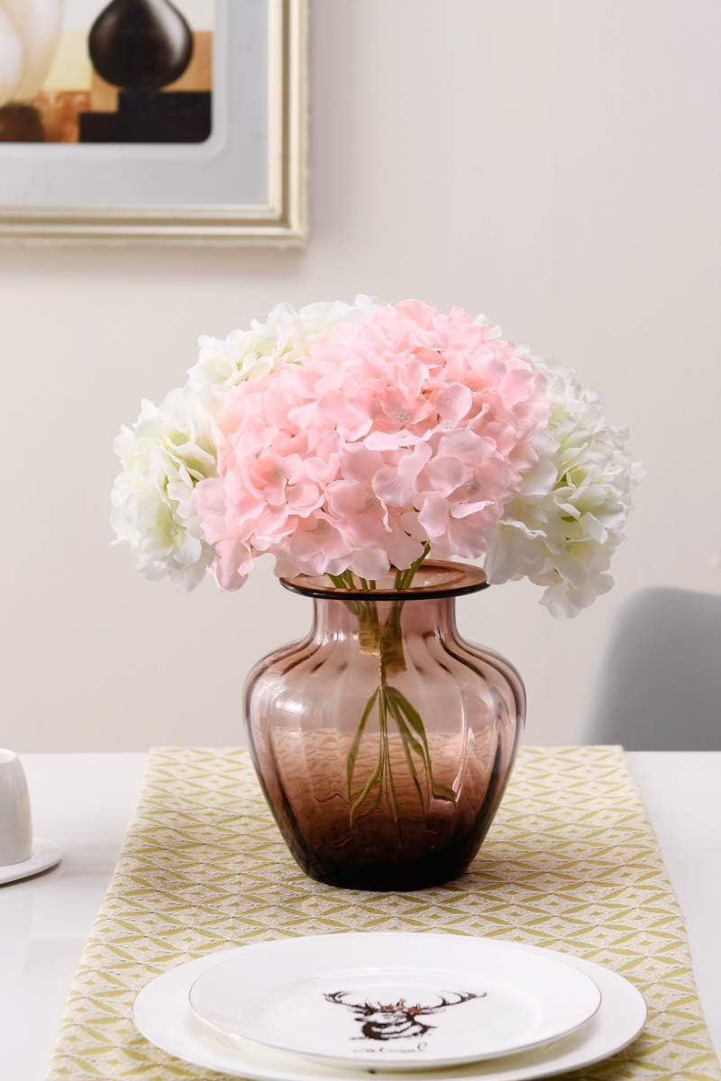 Aviviho Hydrangea Silk Flowers Heads Blush Pack of 10 Full Hydrangea Flowers Artificial with Stem... | Amazon (US)
