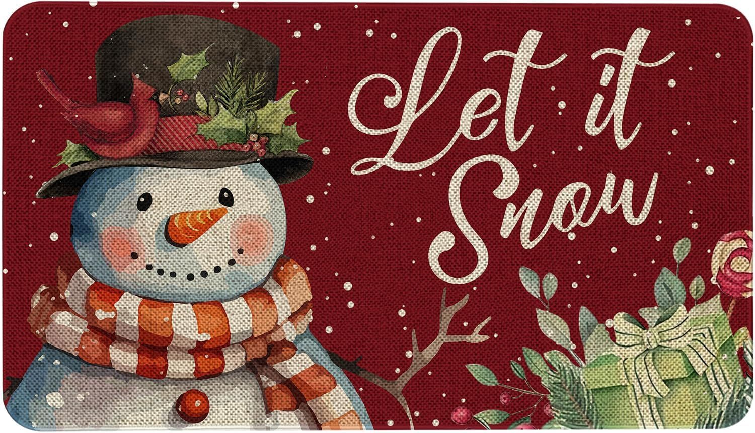 Mloabuc® Merry Christma Door Mat Winter Snowman Decorate Doormat, Seasonal Red Farmhouse Burlap ... | Amazon (US)