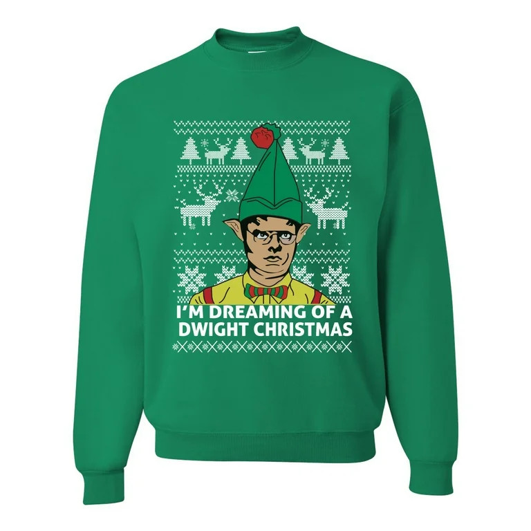 Wild Bobby, The Office Dreaming Of A Christmas Funny Ugly Christmas Sweater Unisex Crewneck Graph... | Walmart (US)