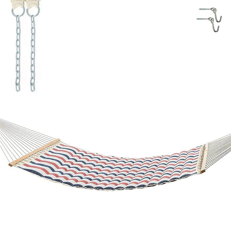 11.5' Pillowtop Outdoor Fabric Hammock Twill Stripe Red/Blue/White - Threshold™ | Target