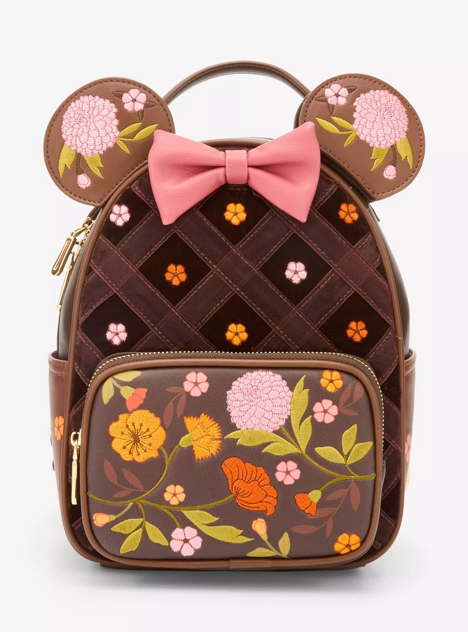 Disney Minnie Mouse Velvet Floral Interchangeable Ears Mini Backpack - BoxLunch Exclusive | BoxLunch