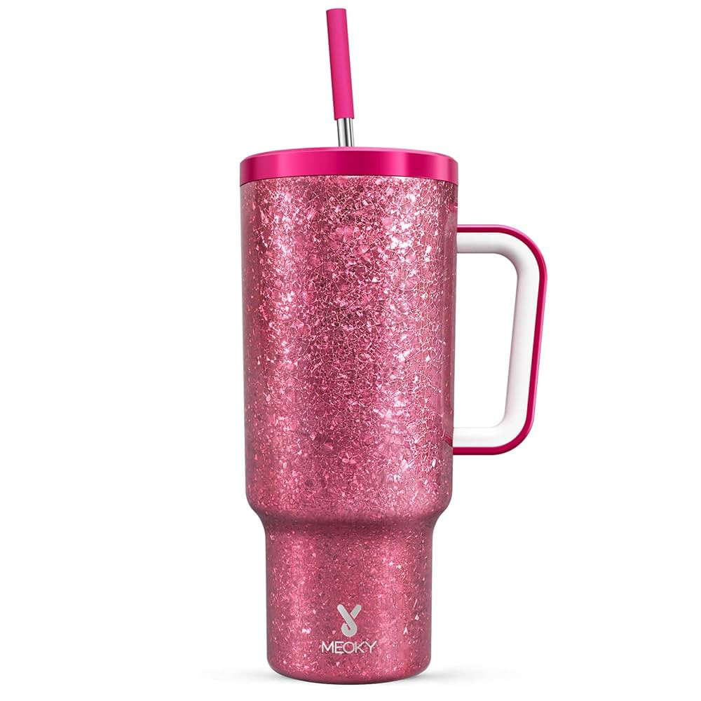 Meoky 40 oz Tumbler with Handle for Women: Stainless Steel Insulated Tumbler with Lid and Straw -... | Amazon (US)