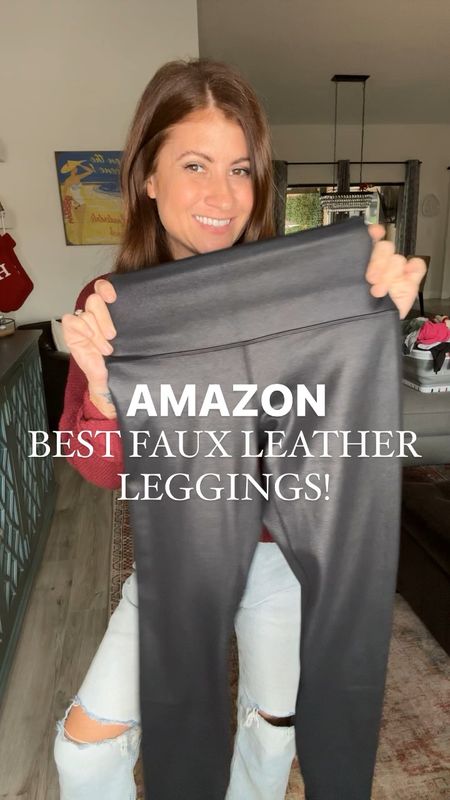 Best faux leather leggings! Love these! So comfy and so stretchy! Also comes in other color options and work perfectly for a casual holiday look! Wearing a size small! 

Follow me for more affordable fashion finds, try ons and more! 

#LTKGiftGuide #LTKSeasonal #LTKHoliday