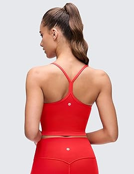 CRZ YOGA Butterluxe Y Back Crop Tank Tops for Women - Spaghetti Straps Racerback Padded Yoga Work... | Amazon (US)