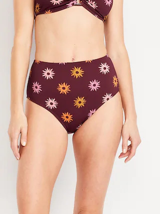 High-Waisted Textured Bikini Swim Bottoms | Old Navy (US)