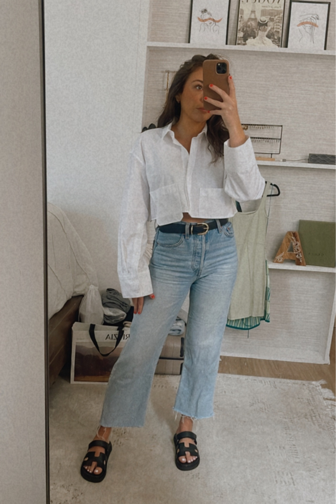 Crop button down shirt from Zara 
Jeans have raw hem because I cut them! 

#LTKworkwear #LTKshoecrush #LTKstyletip