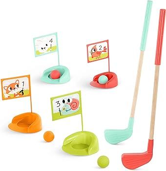 B. toys- Wooden Golf Set- Sports & Outdoors- 15 pc Golf Set for Toddlers with Storage Bag- Preten... | Amazon (US)