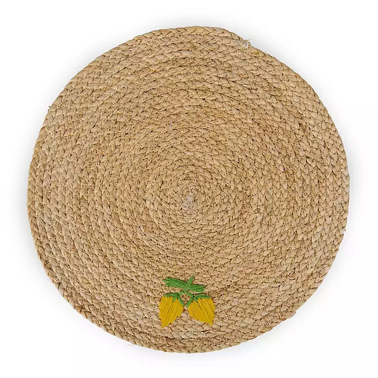 New! Embroidered Lemon Husk Placemat | Kirklands