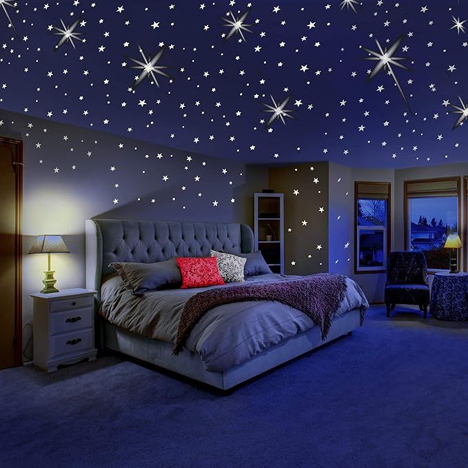 Glow in The Dark Stars for Ceiling or Wall Stickers - Glowing Wall Decals Stickers Room Decor Kit... | Amazon (US)