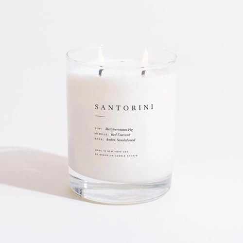 Brooklyn Candle Studio Santorini Classic 2 Wick Candle - Luxury Scented Candle, Vegan Soy Wax, Ha... | Amazon (US)