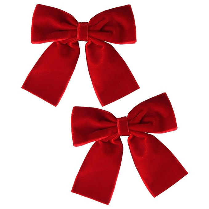 2PCS Velvet Hair Bows Red Hair Ribbon Clips 4" Big Fall Alligator Clips Hair Accessories for Wome... | Amazon (US)