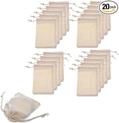 Pa of 20 2.7nch Dou Draring Coon Muin Bs Reusle Bs Tea Bas Soenir Gi Bag | Amazon (US)