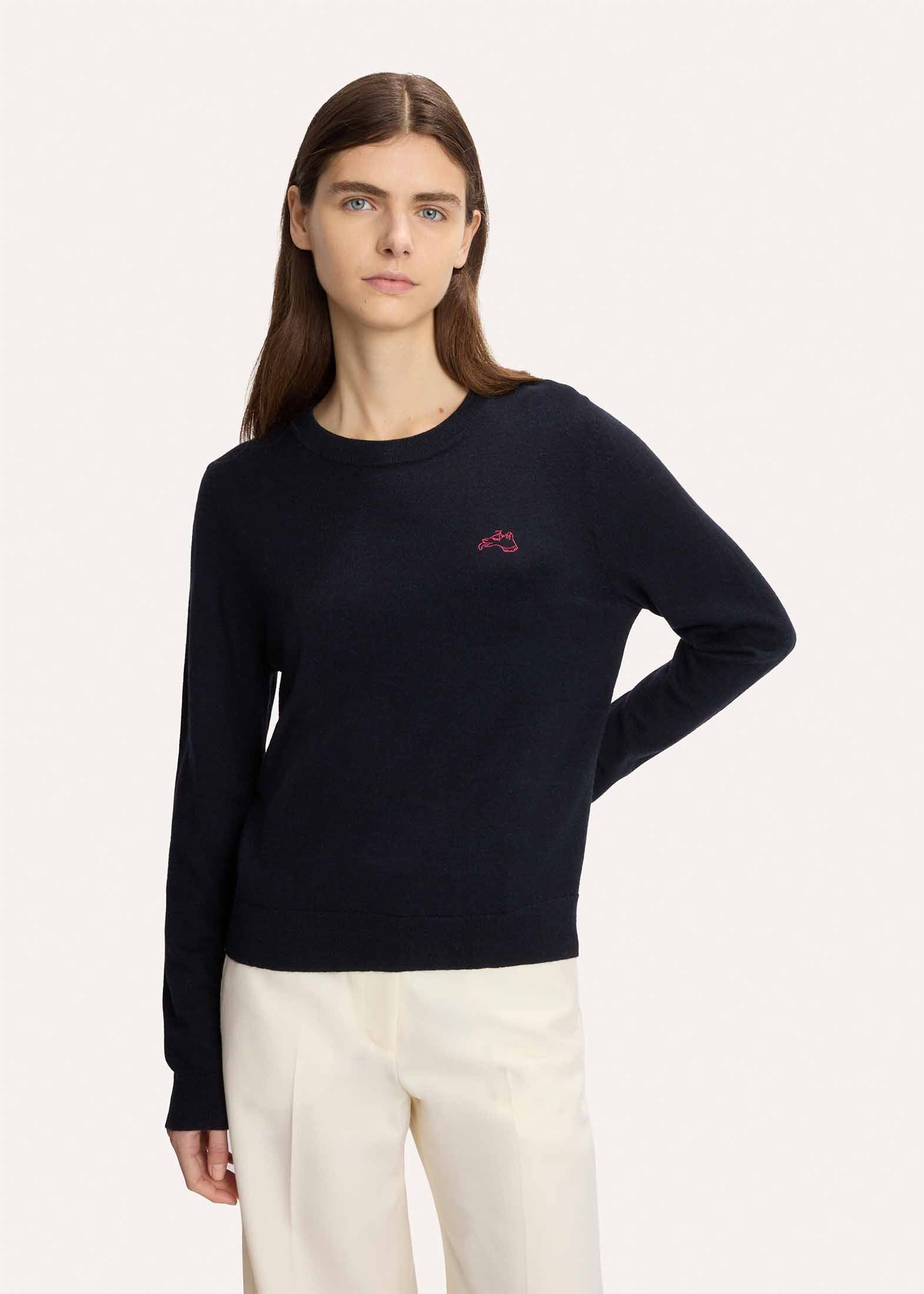 Lucian Dog Embroidered Merino Crew Jumper | Bella Freud