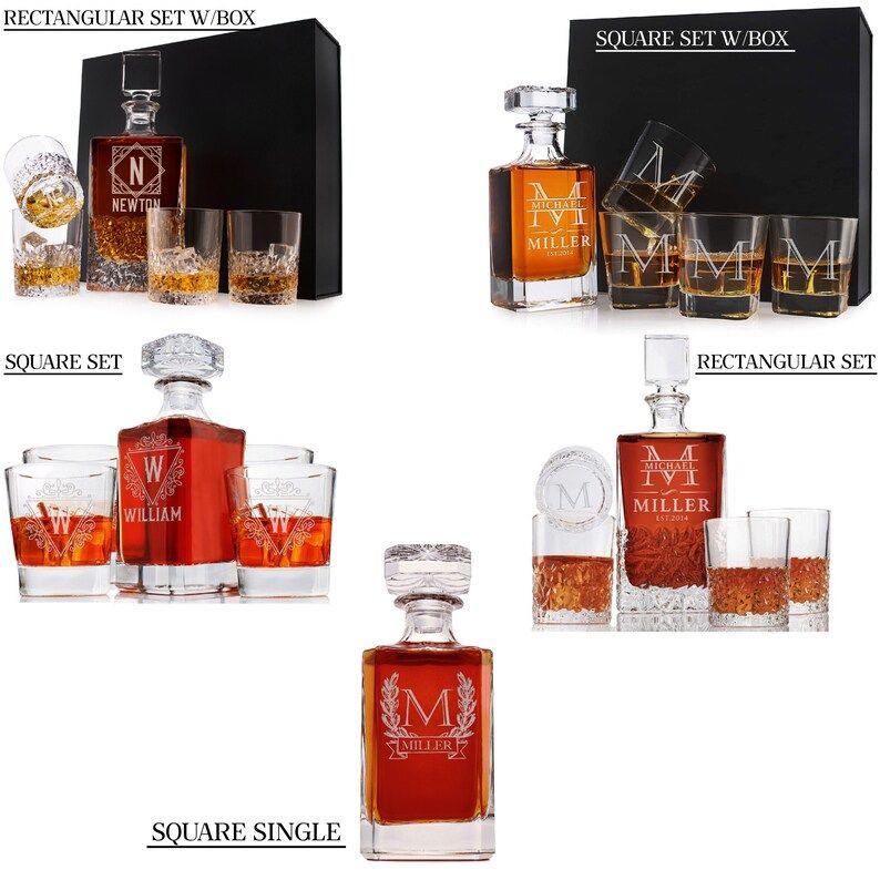 Personalized Whiskey Decanter Set With Gift Box Option Men - Etsy | Etsy (US)
