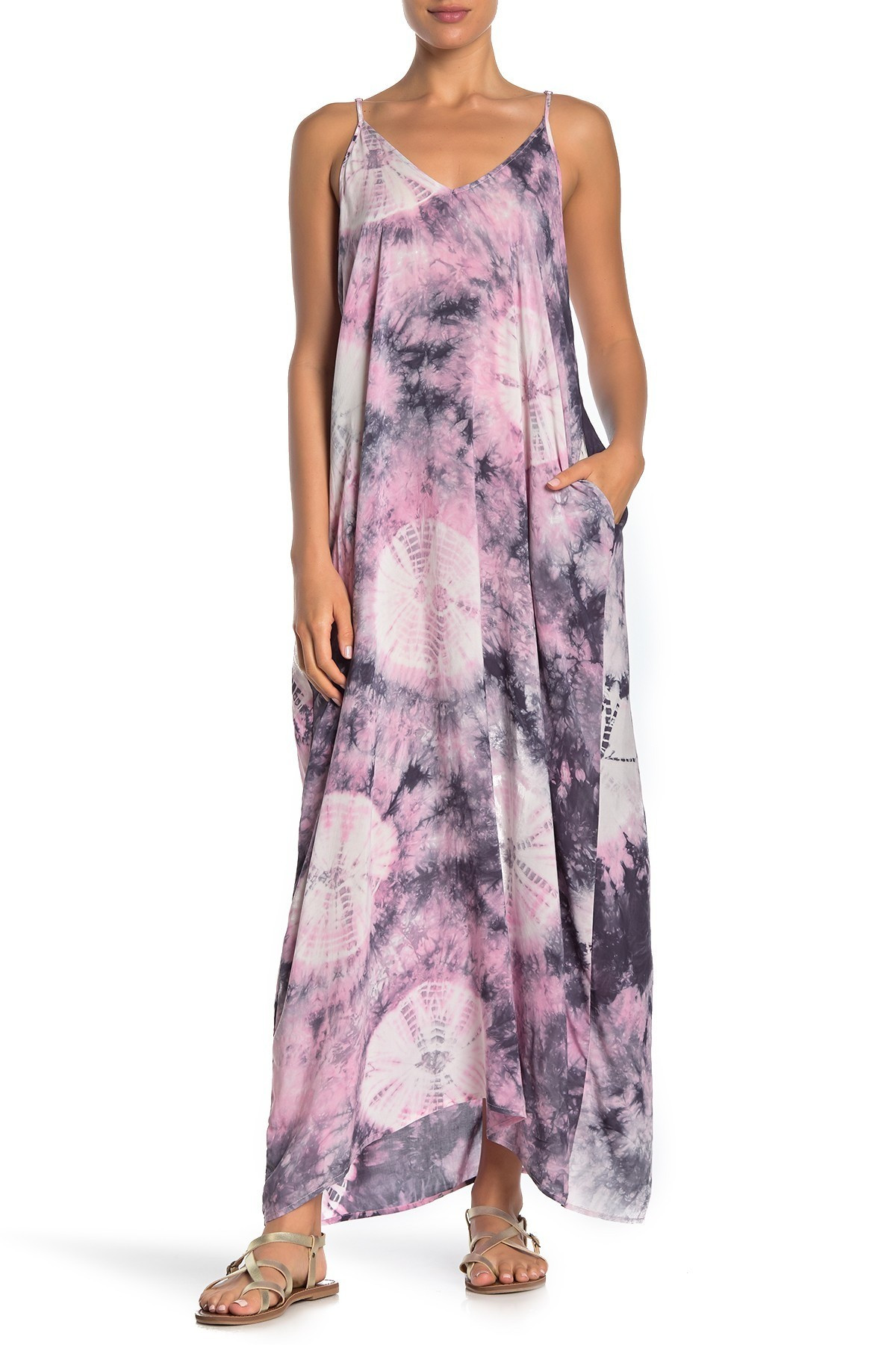 Love StitchTie Dye V-Neck Sleeveless Maxi Dress | Nordstrom Rack