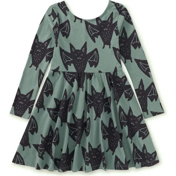 Bats Print Boat Neck Long Sleeve Ballet Skirt Dress, Fly By Night Bats | Maisonette