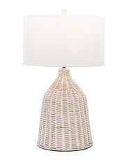 Rattan And Metal Lamp With Harp Shade | Marshalls