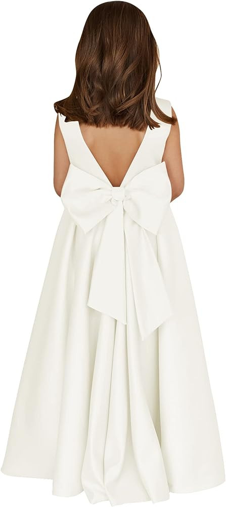 MCieloLuna Flower Girl Dresses for Wedding Bow-Knot Elegant Satin Princess First Communion Dresse... | Amazon (US)