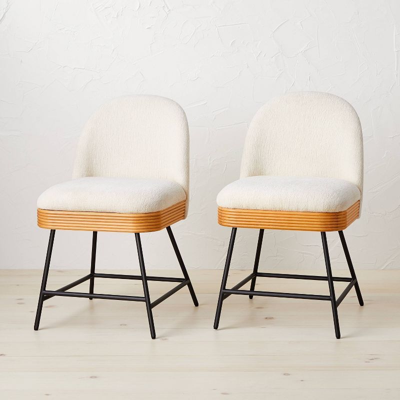 2pk Sepulveda Mixed Material Dining Chairs Ivory/Natural - Opalhouse&#8482; designed with Jungalo... | Target