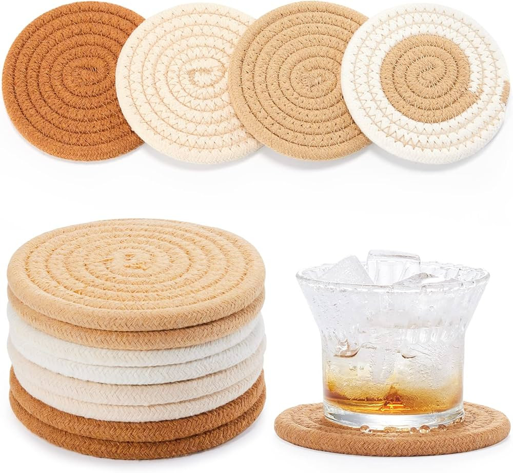 8Pcs Coasters for Drinks-Absorbent Drink Coasters for Coffee Table,Minimalist Cotton Woven Coaste... | Amazon (US)