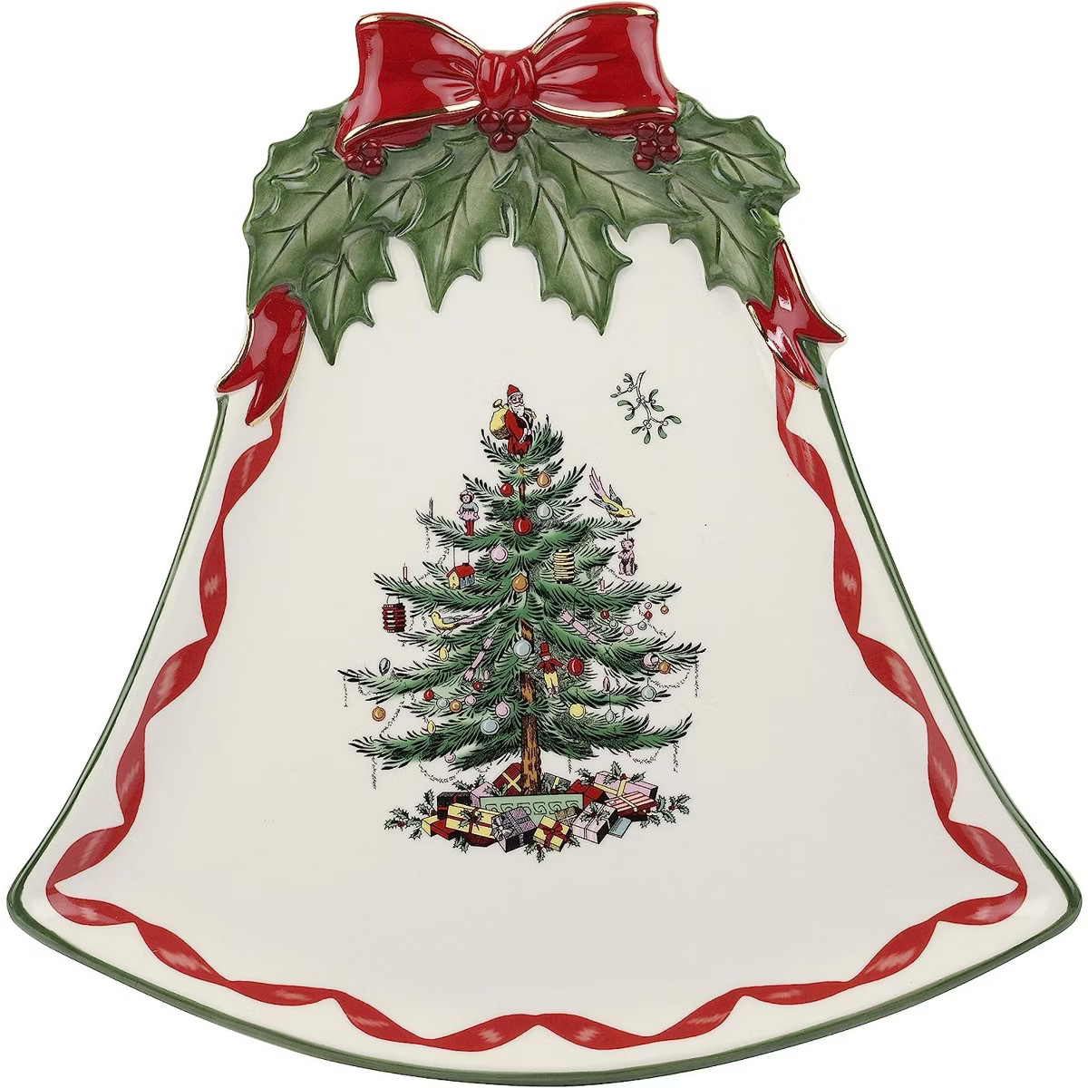 Spode Christmas Tree Ribbons Bell-Shaped Coupe Plate - 10.5" Holiday Serving Plate - Festive Chri... | Target