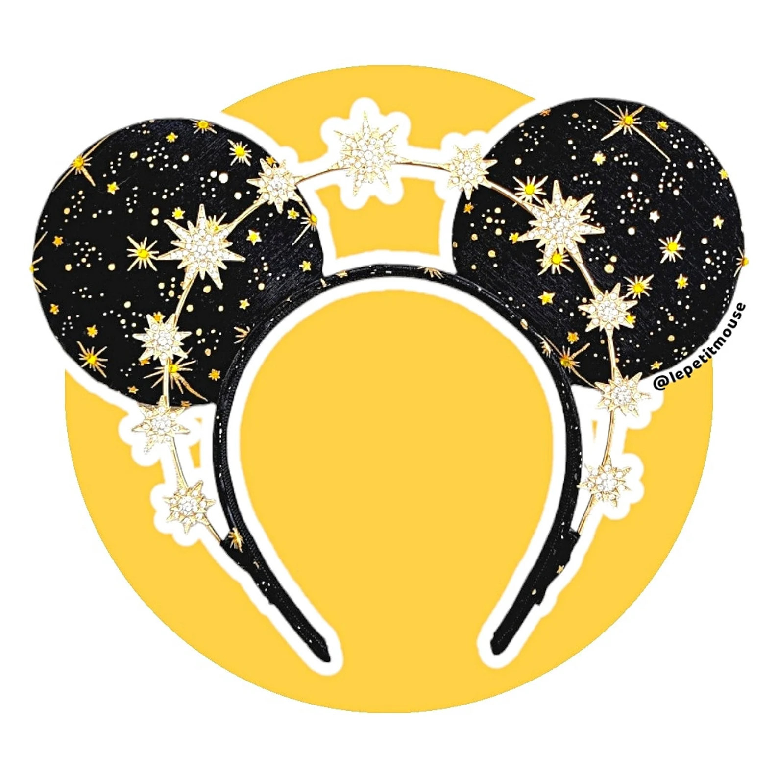 PREORDER 3-4 WEEKS Black & Gold Celebration Star Halo Crown Mouse Ears by Le Petit Mouse | Etsy (US)