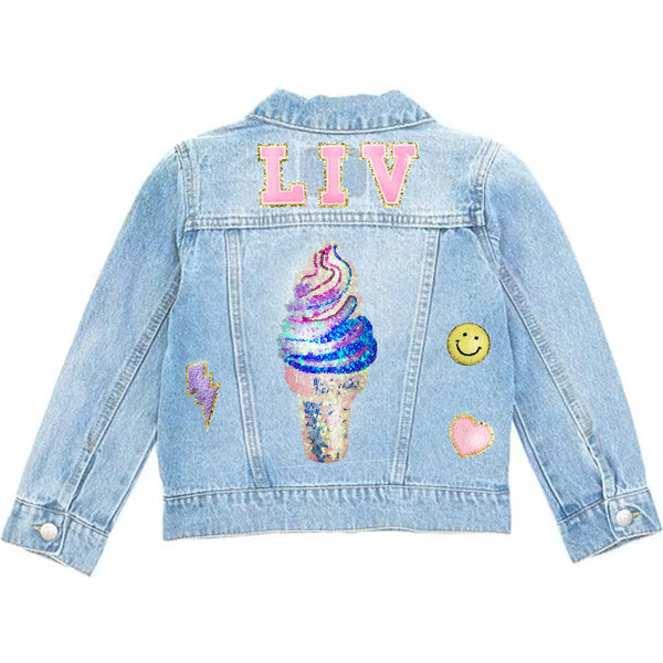 Custom Ice Cream Denim Jacket, Light Wash | Maisonette