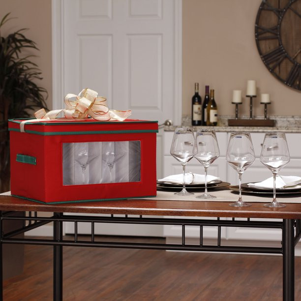 Household Essentials Holiday Stemware Goblet Chest - Walmart.com | Walmart (US)