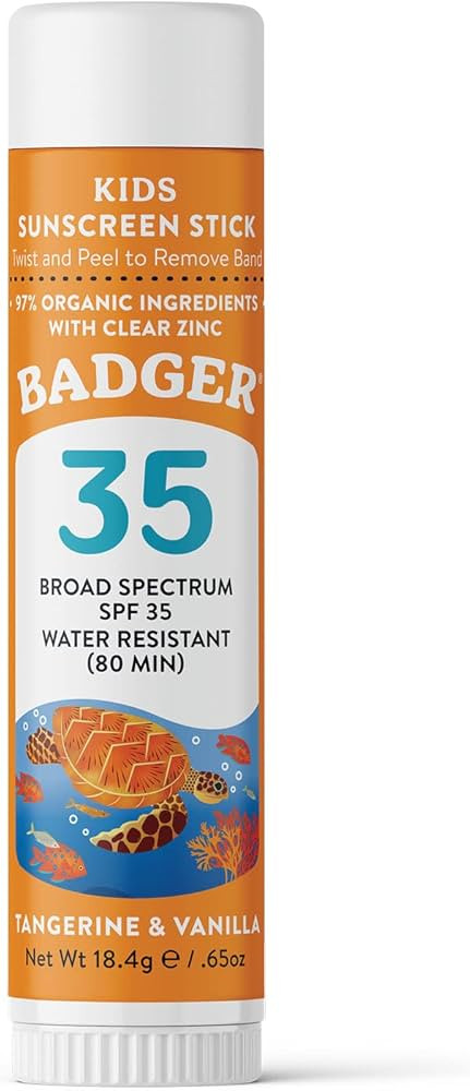 Badger Kids Sunscreen Stick SPF 35 with Mineral Zinc Oxide, Travel Size Sunscreen Stick for Kids,... | Amazon (US)