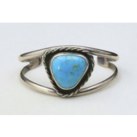 Vintage Sterling Silver Bright Blue Turquoise Cuff Bracelet Southwestern Signed | Etsy (US)