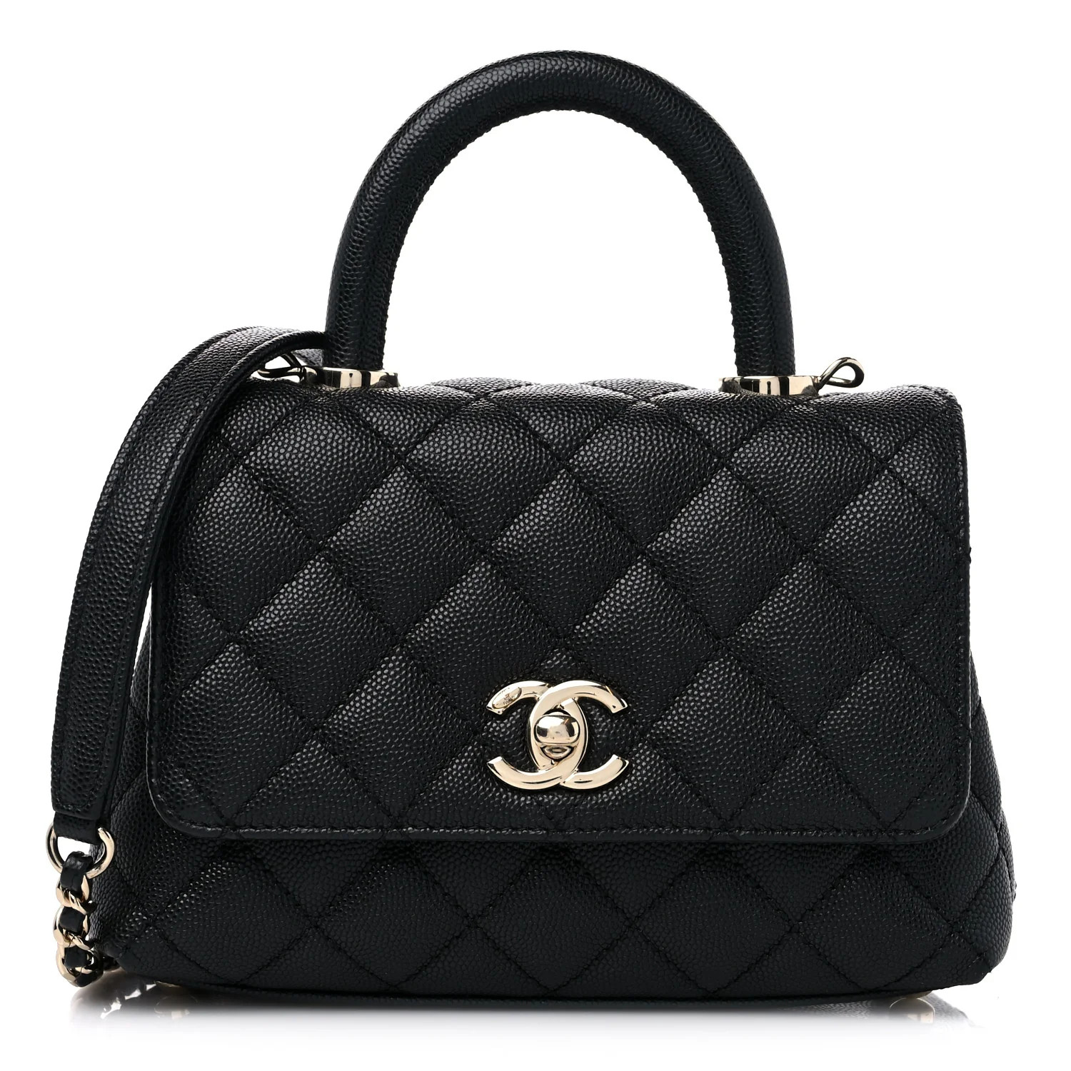 Caviar Quilted Extra Mini Coco Handle Flap Black | FASHIONPHILE (US)