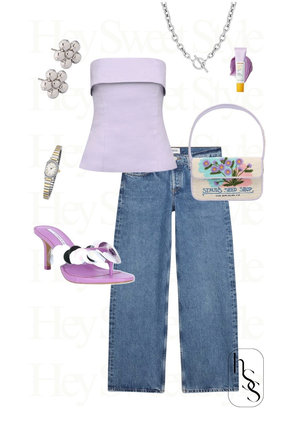 Lavender tube top + low rise denim 🌸 8 Pastel Spring Outfits 

#LTKootd