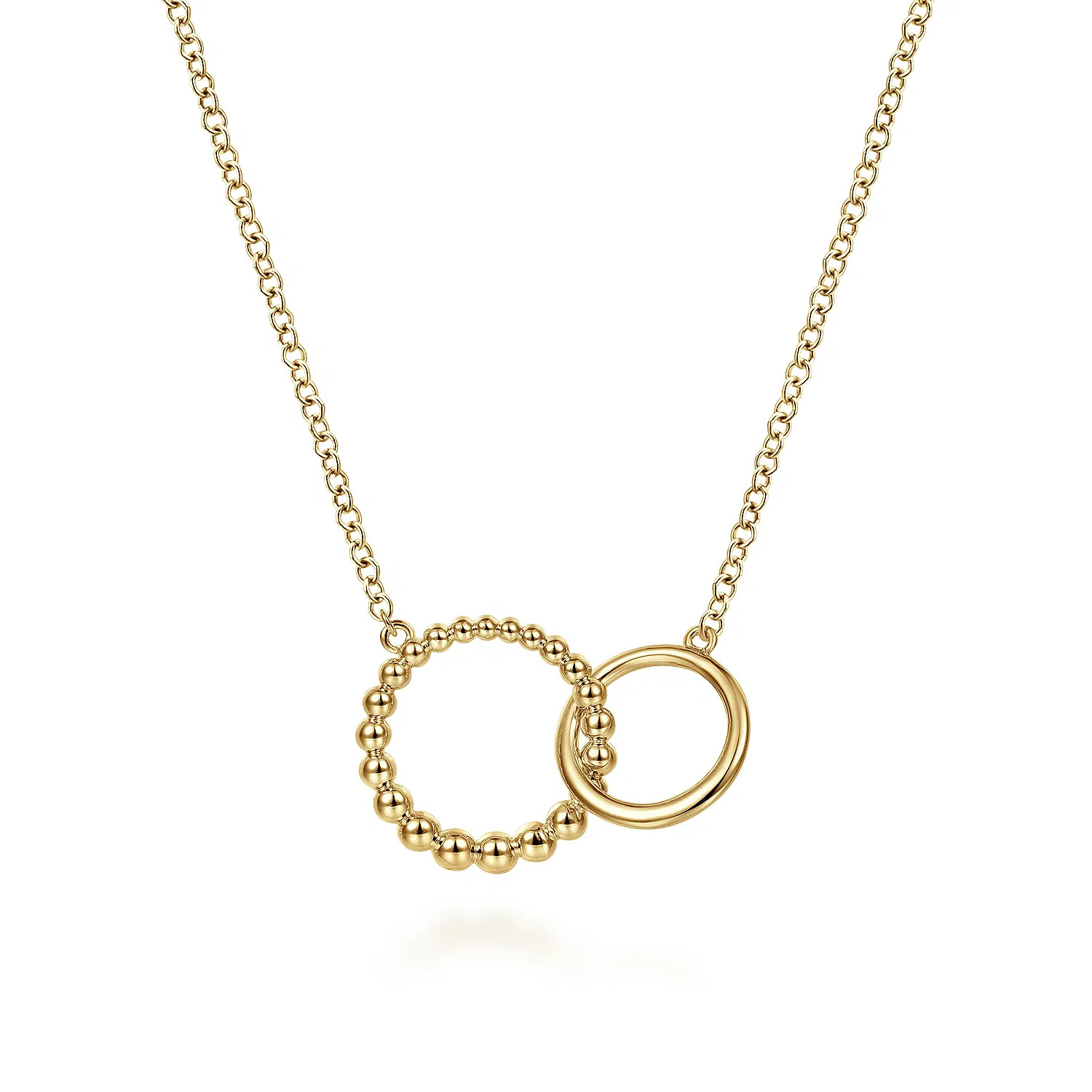 14K Yellow Gold Bujukan Beaded Double Circle Necklace | Gabriel & Co. Fine Jewelry And Bridal