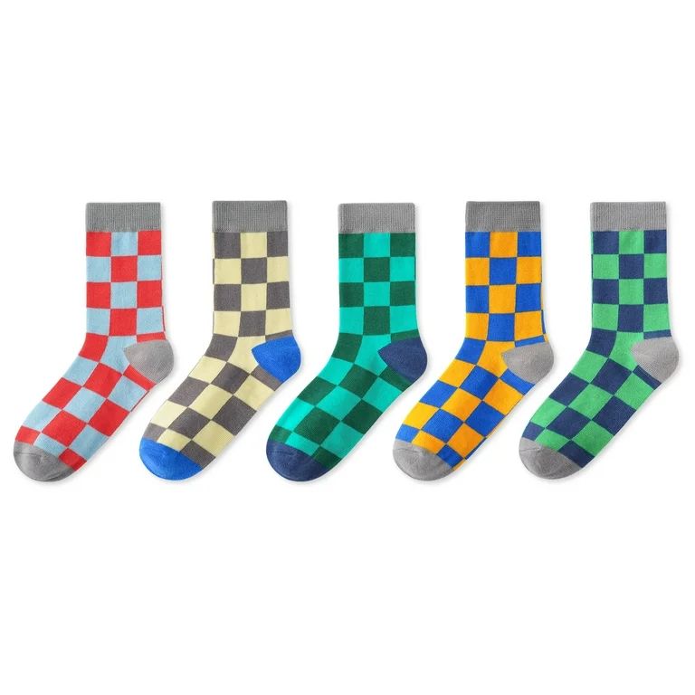 INNERSY Kids Boys Girls Cotton Socks Colorful Crew Socks for Teens 5 Pairs(M,Checkered Patterns A... | Walmart (US)