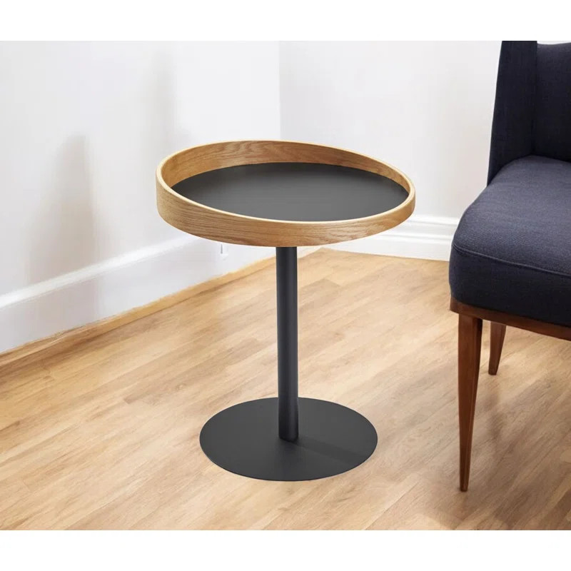 Hileman 22" Wood And Metal Round Pedestal End Table | Wayfair North America